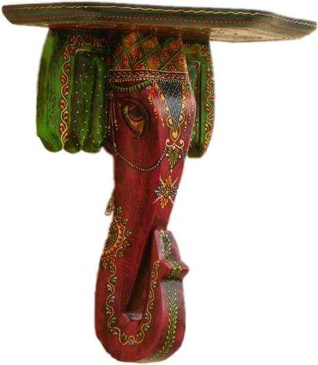 KB ART Elephant Shelf - Styled Display in Home Interior Setting - Handcrafted Wooden Decor Jodhpur