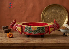 KB ART Wooden 2 Side Elephant Planter - Close-Up of Hand-Carved Artisan Texture - Handcrafted Wooden Decor Jodhpur