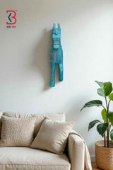 KB ART Turquoise Blue Horse Wall Decor - 16-Inch Distressed Wooden Wall Hanging with Golden Touch | Handcrafted Vintage-Style Rustic Indian Home Decor