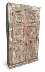 Authentic Craft Wood Cabinet - close-up detail of hand-carved solid wood finish and joinery, KBART SKU KBART-1015