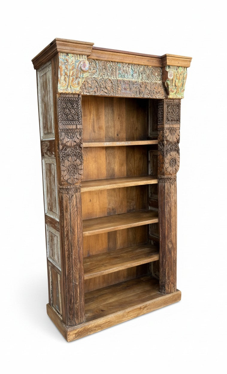 Unique Handcrafted Wood Cabinet - close-up detail of hand-carved solid wood finish and joinery, KBART SKU KBART-1093