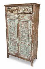 Rich Texture Wood Almirah - close-up detail of hand-carved solid wood finish and joinery, KBART SKU KBART-1074