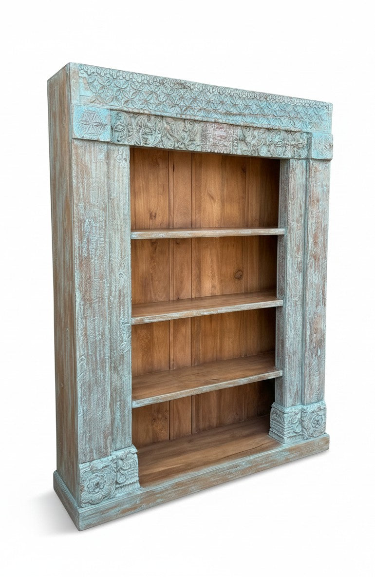 Heritage Style Wood Cupboard - close-up detail of hand-carved solid wood finish and joinery, KBART SKU KBART-1055