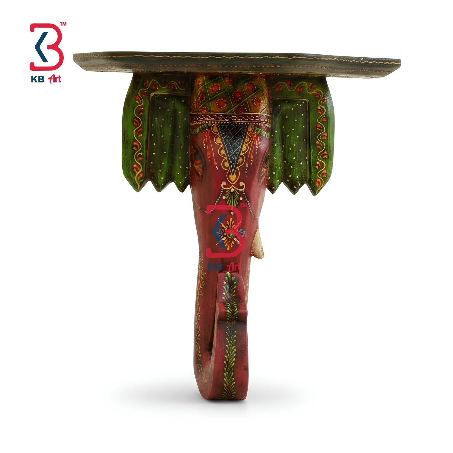 KB ART Elephant Shelf - Side Angle Showing Finish and Craftsmanship - Handcrafted Wooden Decor Jodhpur