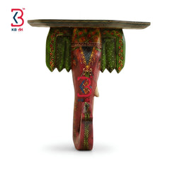 KB ART Elephant Shelf - Side Angle Showing Finish and Craftsmanship - Handcrafted Wooden Decor Jodhpur