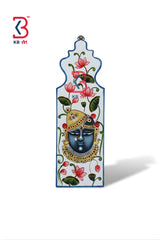 KB ART Jharokha Type Wall Plates Shrinathji - Styled Display in Home Interior Setting - Handcrafted Wooden Decor Jodhpur