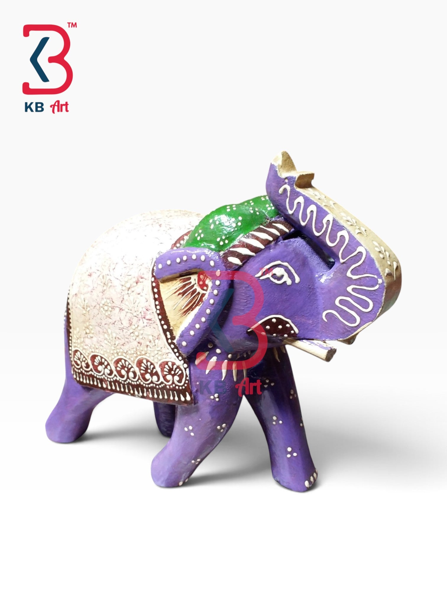 KB ART Wooden Elephant Idol Living Room Tabletop Handcrafted Indian Artisan - Decorative Wooden Elephant Idol for Living Room Tabletop