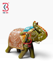 Artistic Handcrafted Wood Elephant Figurine Gift Indian Artisan Tabletop Showpiece Home Office Shelf Console Interior Styling Heritage Craft Collection Piece