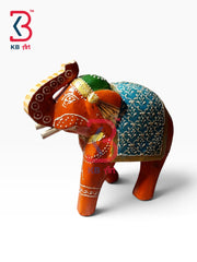 KB ART Hand Painted Rajasthani Blue Carpet Wooden Elephant Handcrafted Indian - Hand Painted Rajasthani Blue Carpet Wooden Elephant