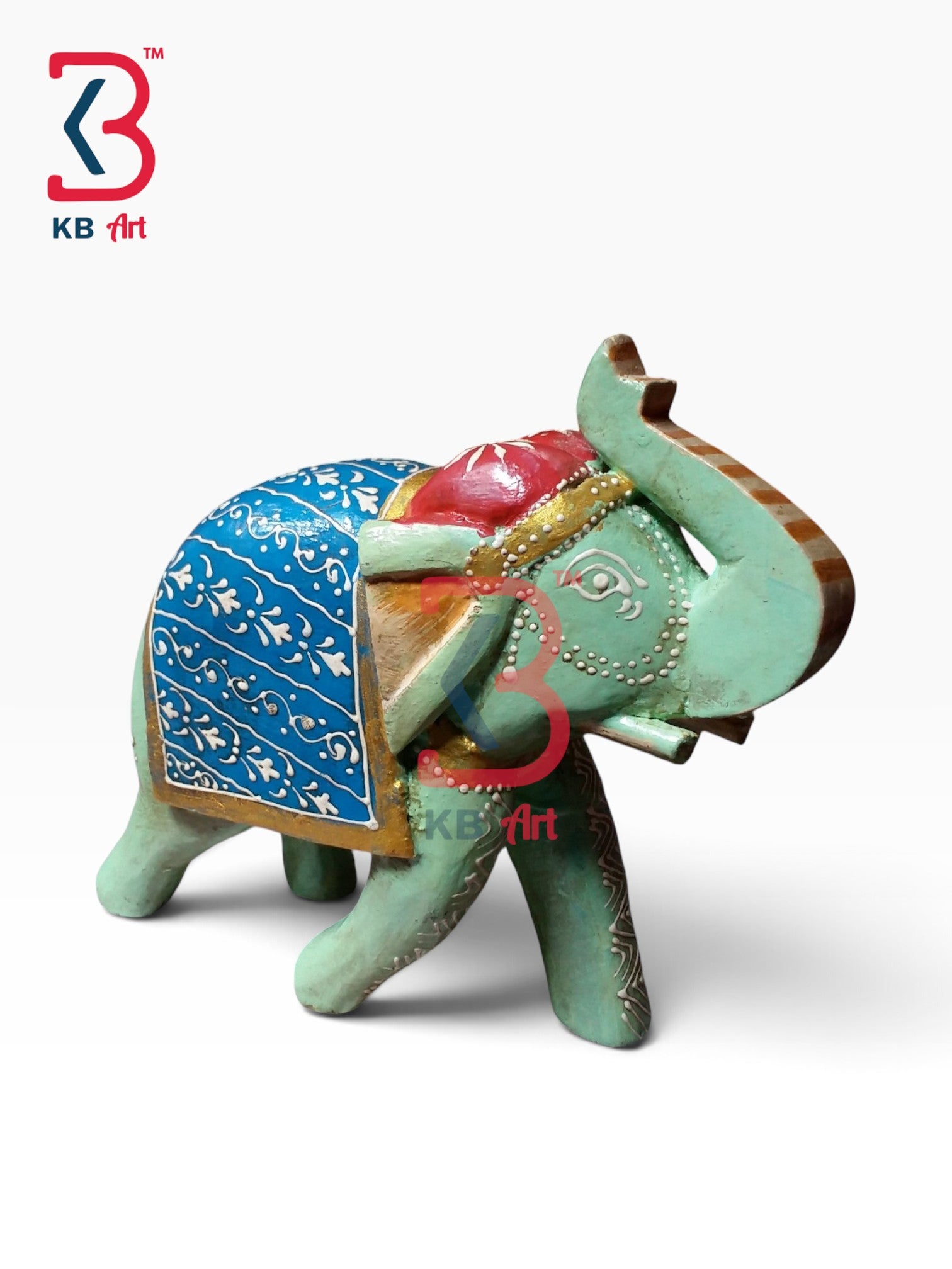 KB ART Hand Carved Solid Wood Elephant Statue Interior Decor Handcrafted - Hand Carved Solid Wood Elephant Statue for Interior Decor