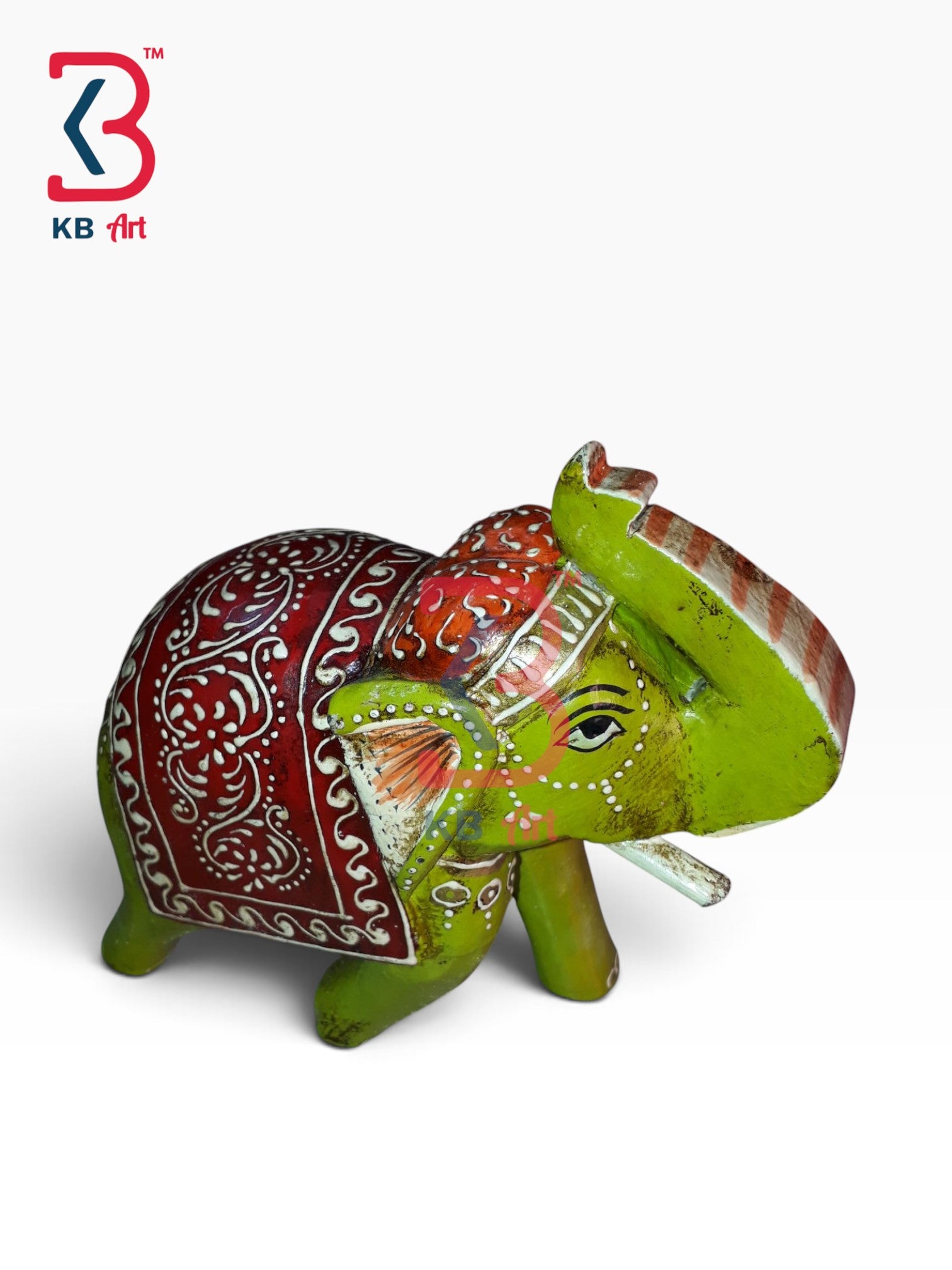 KB ART Handmade Sheesham Mango Wood Painted Elephant Showpiece Handcrafted Indian - Handmade Sheesham Mango Wood Painted Elephant Showpiece