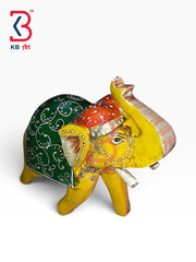 KB ART Luxury Traditional Wooden Elephant Figurine Mantel Handcrafted Indian Artisan - Luxury Traditional Wooden Elephant Figurine for Mantel
