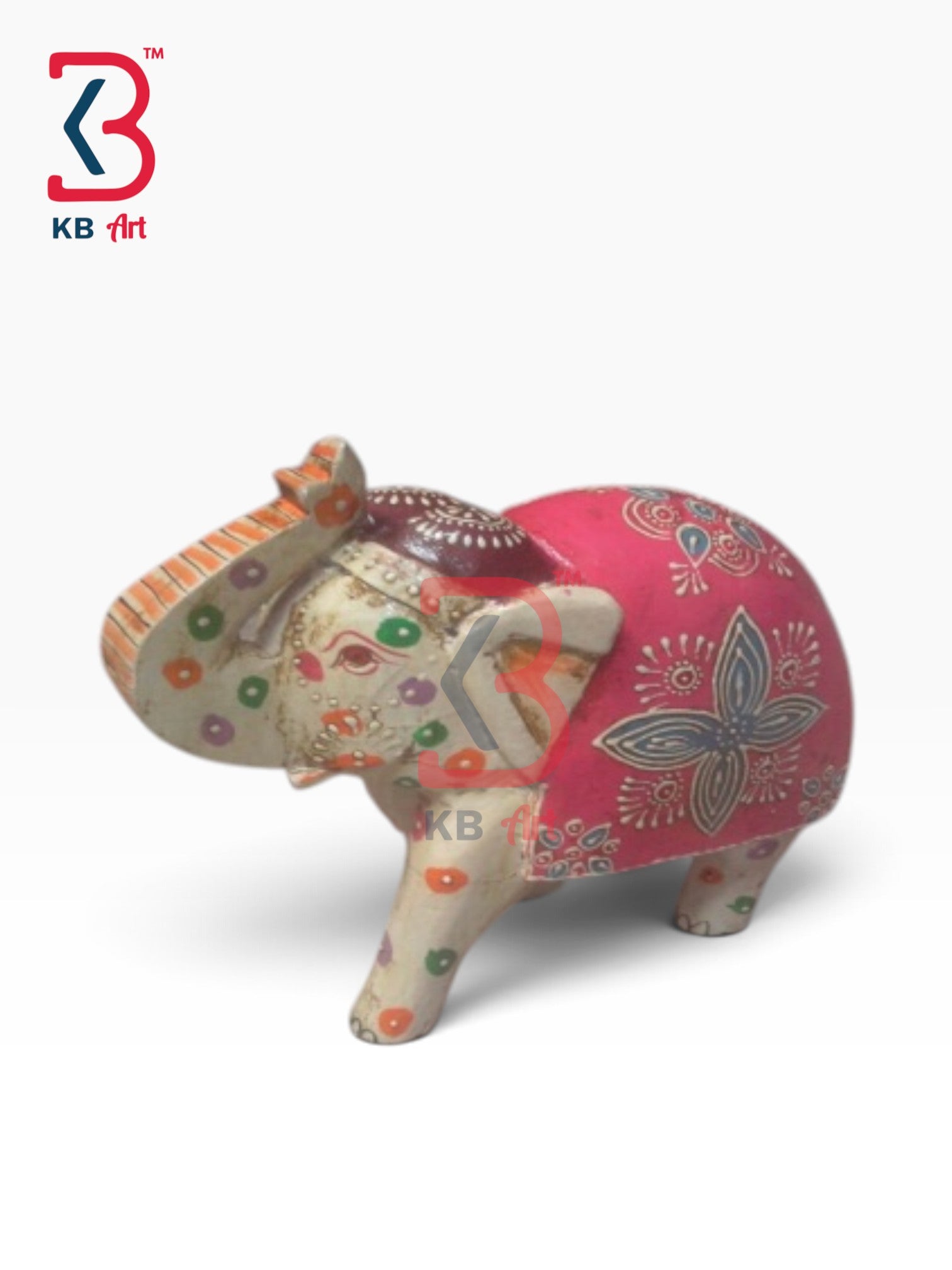 KB ART Handcrafted Wooden Elephant Figurine Dias Shelves Indian Artisan Tabletop - Handcrafted Wooden Elephant Figurine for Dias and Shelves