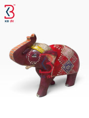KB ART Solid Wood Handcrafted Elephant Statue Tusks Indian Artisan Tabletop - Solid Wood Handcrafted Elephant Statue with Tusks