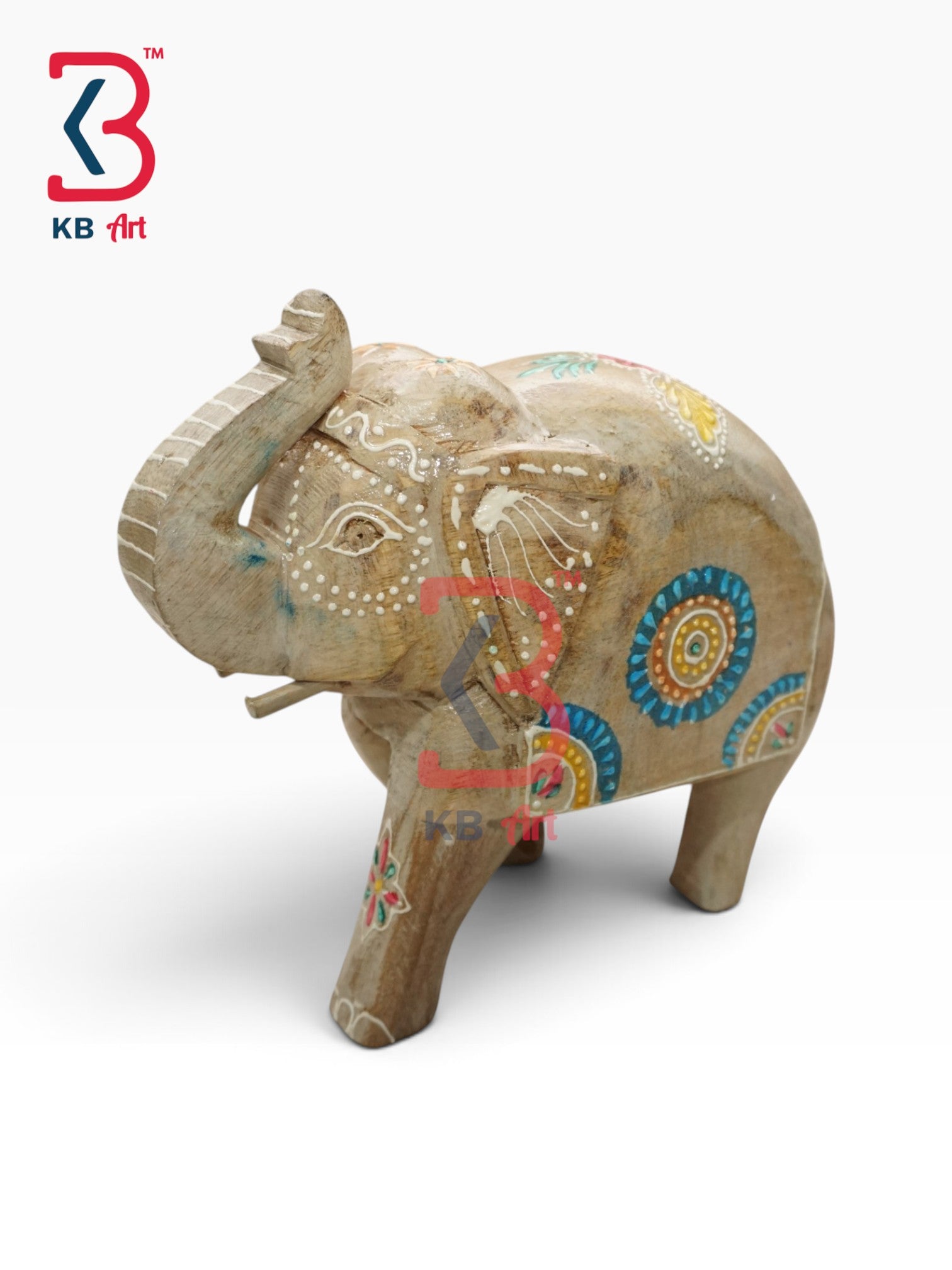 KB ART Wooden Elephant Showpiece Diwali Housewarming Gifts Handcrafted Indian Artisan - Wooden Elephant Showpiece for Diwali and Housewarming Gifts
