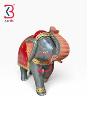 KB ART Traditional Wood Painted Elephant Showpiece Desks Handcrafted Indian Artisan - Traditional Wood Painted Elephant Showpiece for Desks