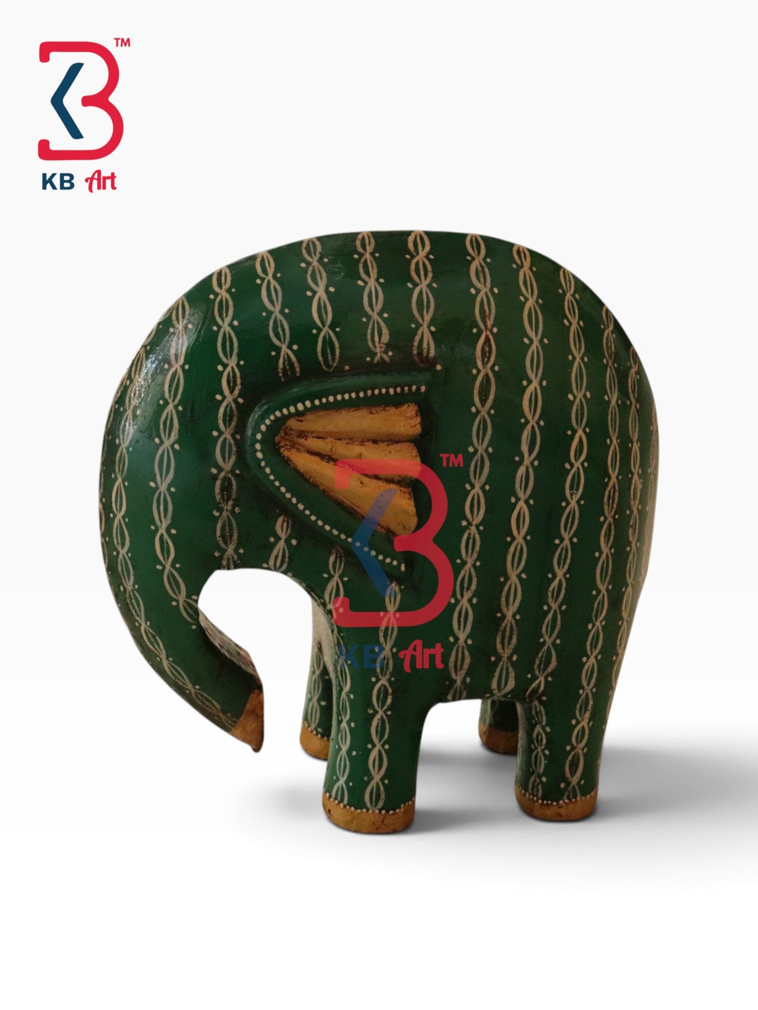 KB ART Trunk Down Peaceful Wooden Elephant Idol Living Room Handcrafted - Trunk Down Peaceful Wooden Elephant Idol for Living Room