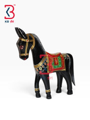 KB ART Traditional Hand Painted Wooden Marwari Horse Showpiece Handcrafted Indian - Traditional Hand Painted Wooden Marwari Horse Showpiece