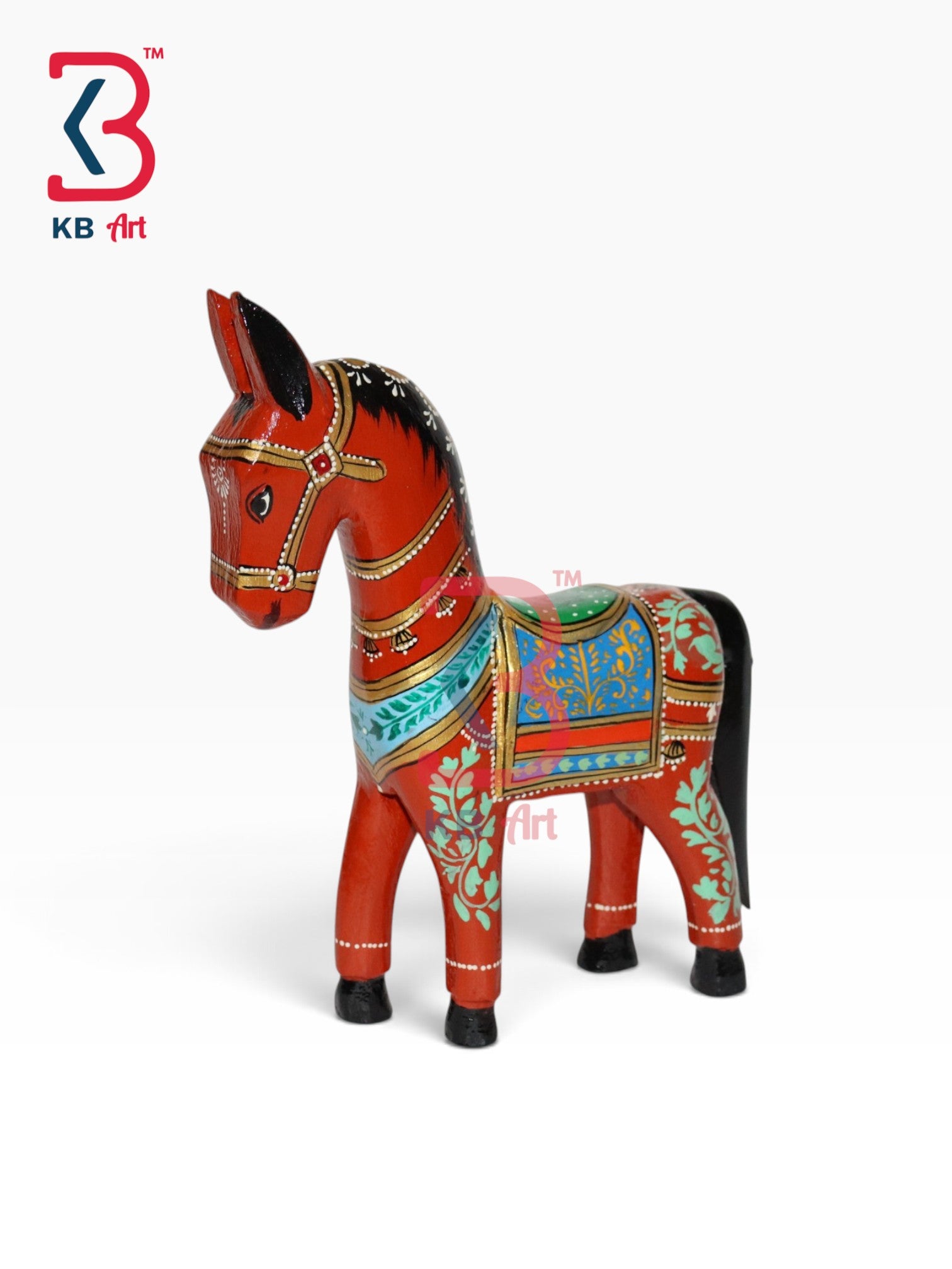 KB ART Solid Wood Horse Statue Vastu Home Accent Handcrafted Indian - Decorative Solid Wood Horse Statue Vastu Home Accent