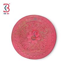 KB ART 12 Inch Handcrafted Wooden Carved Wall Plate Dusty Rose Pink Distressed Mandala Floral Panel Wall Decor