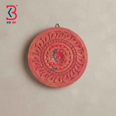 KB ART 12 Inch Handcrafted Wooden Carved Wall Plate Dusty Rose Pink Distressed Mandala Floral Panel Wall Decor