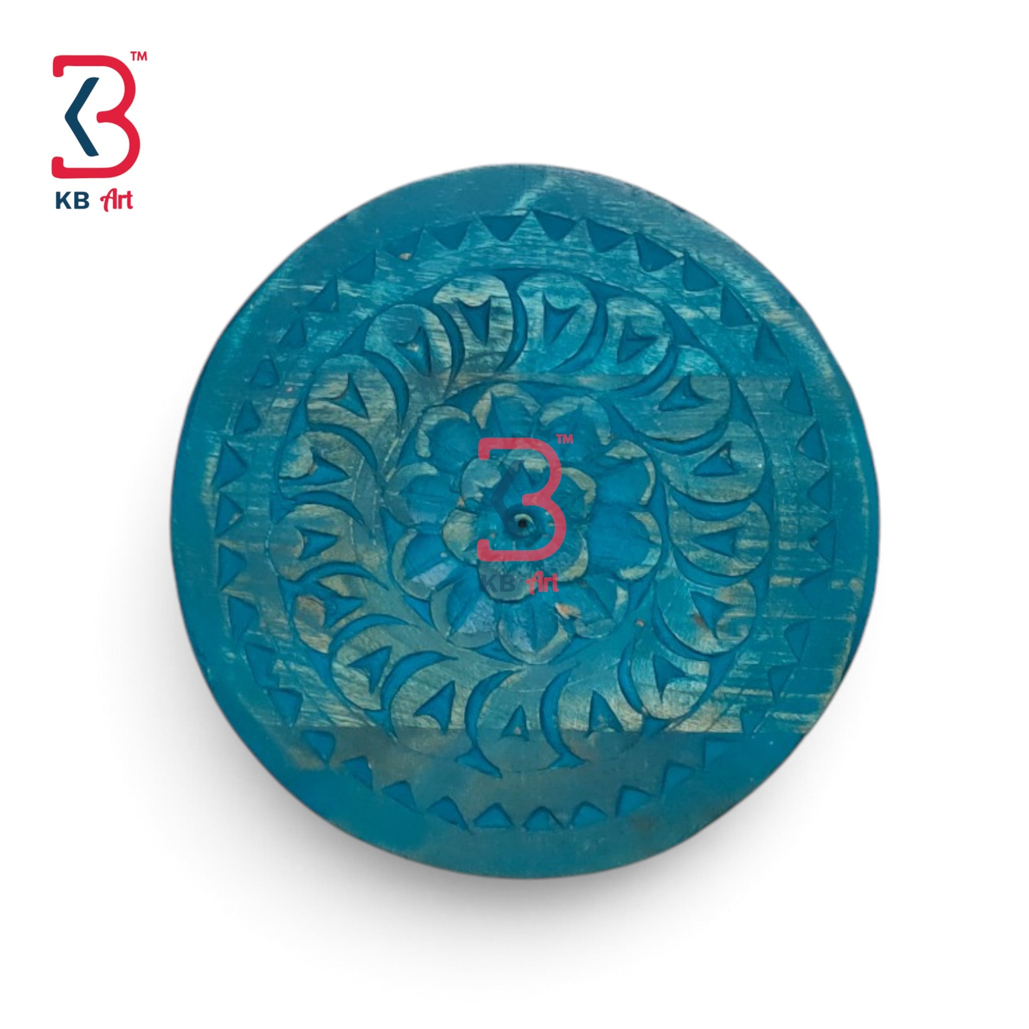 KB ART Decorative wooden wall plate for bedroom backdrop turquoise colour – styled home decor lifestyle view