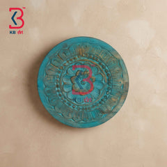 KB ART 12 Inch Handcrafted Wooden Carved Wall Plate Royal Indigo Blue Distressed Mandala Floral Panel Wall Decor