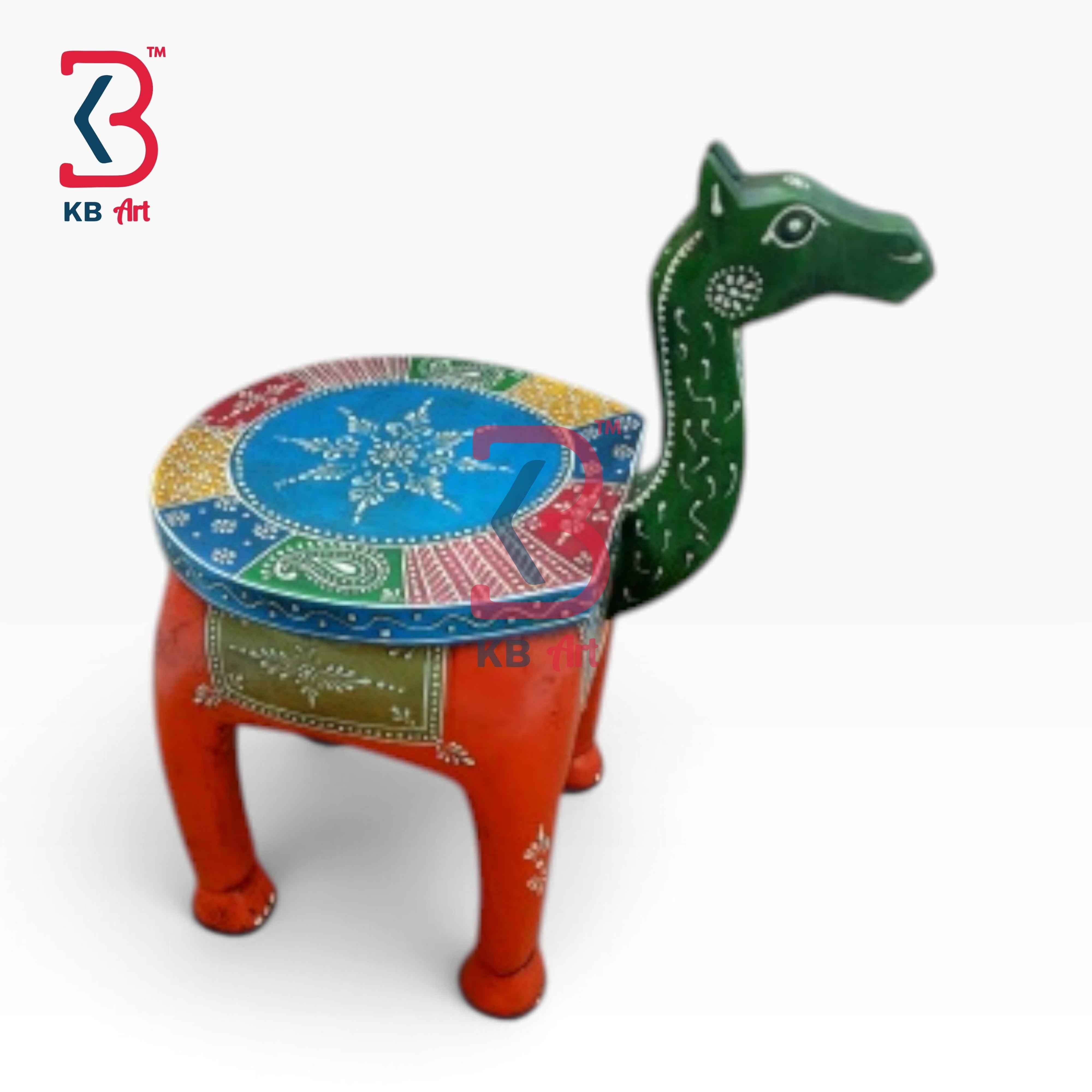 Solid Wood Carved Camel Display Riser Temple Indian Home Decor Styling Traditional Artisan Furniture Accent Puja Mandir Ritual Festive Interior