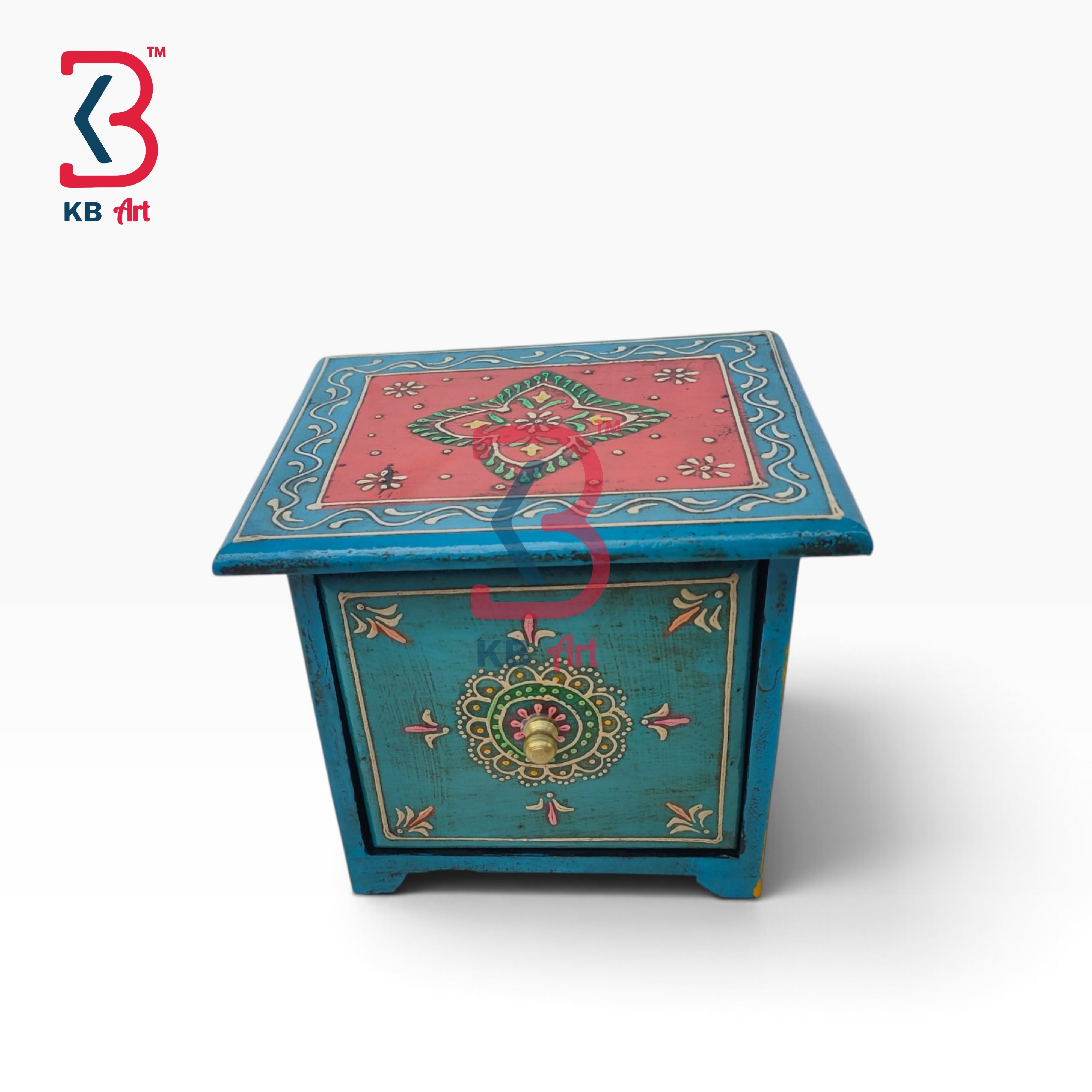 KB ART Carved Wooden MDF Mini Chest Drawer Tabletop Organizer Box - Carved Wooden Mdf Mini Chest Drawer Tabletop Organizer