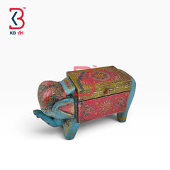 KB ART Embossed Paint Wooden MDF Drawer Box Elephant Handcrafted Indian - Decorative Embossed Paint Wooden Mdf Drawer Box Elephant Box