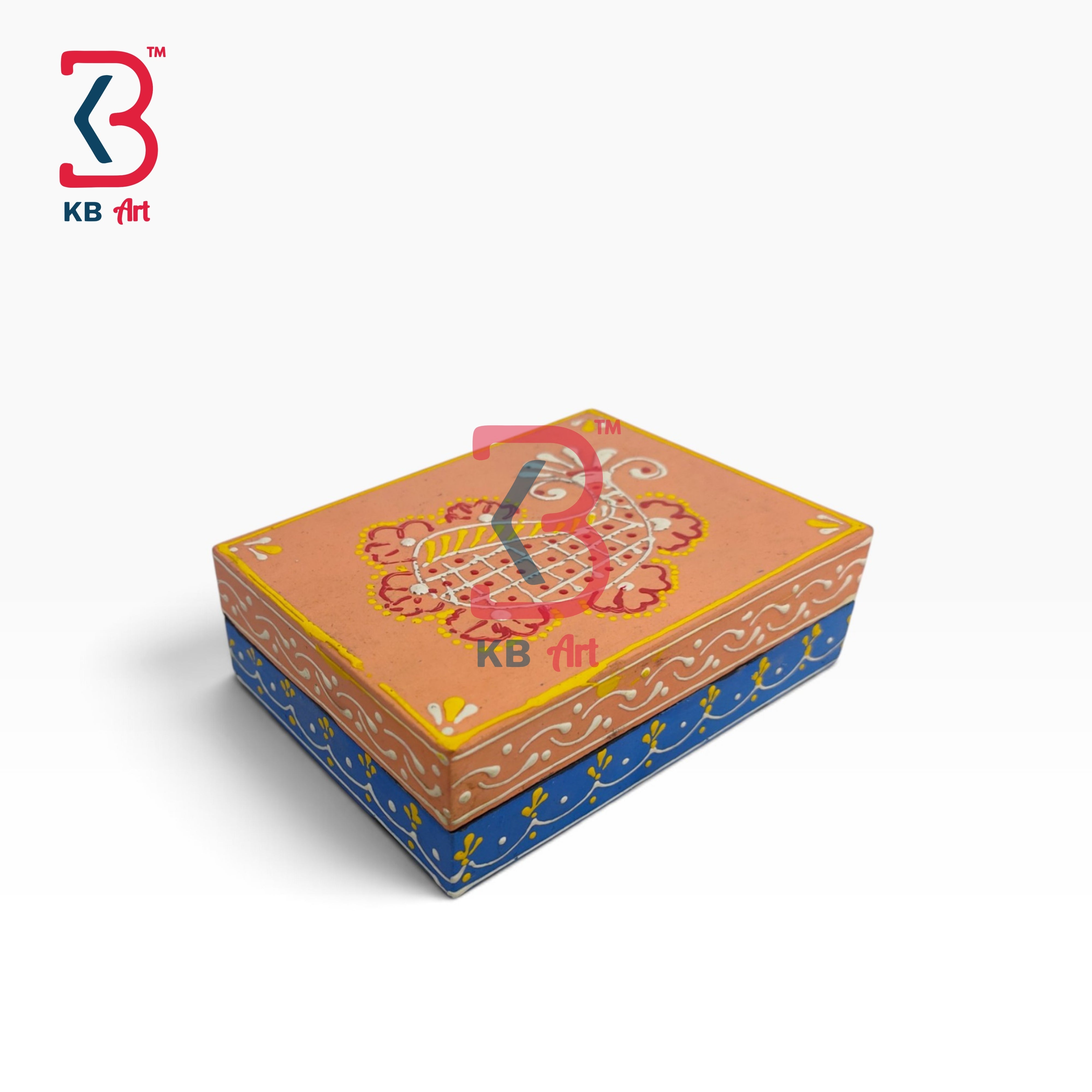 KB ART Ethnic Wood MDF Trinket Organizer Box Handcrafted Indian Artisan - Ethnic Wood Mdf Trinket Organizer Box