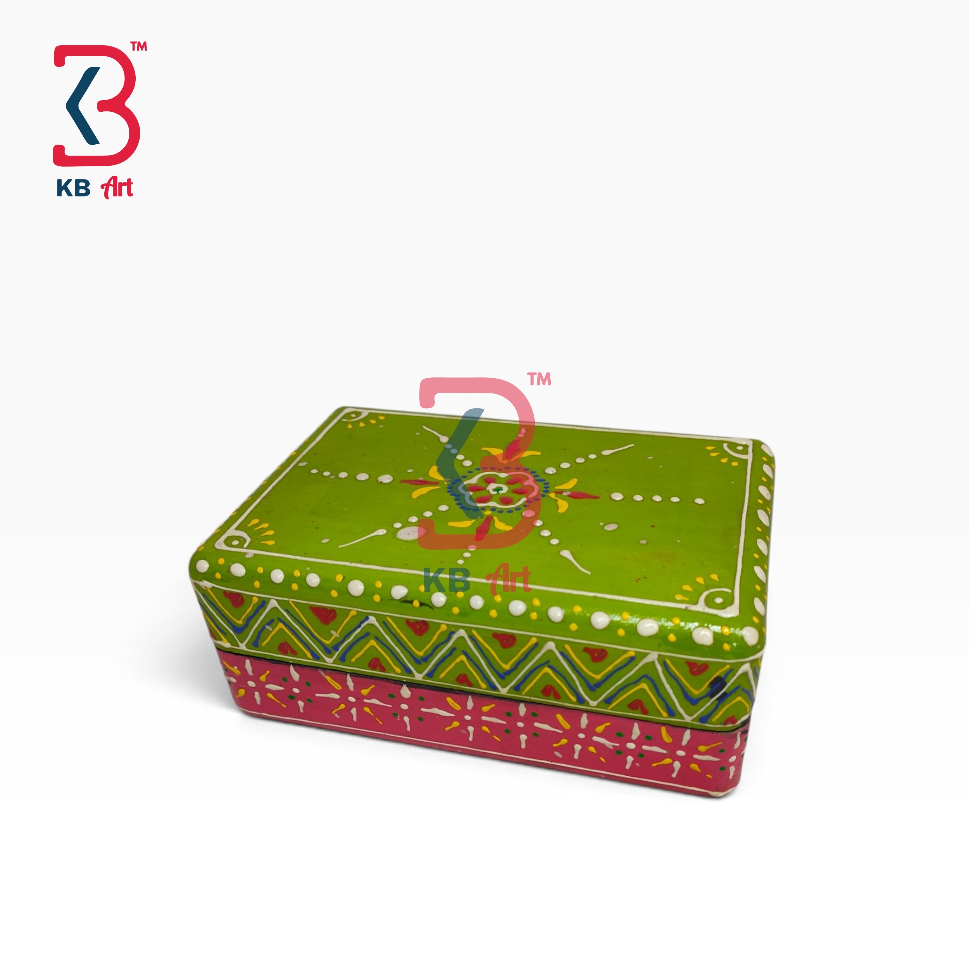 KB ART Mandala Painted Wooden MDF Storage Box Handcrafted Indian Artisan - Mandala Painted Wooden Mdf Storage Box