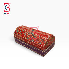 KB ART Rustic Hand Painted Wood MDF Box Handcrafted Indian Artisan - Rustic Hand Painted Wood Mdf Box