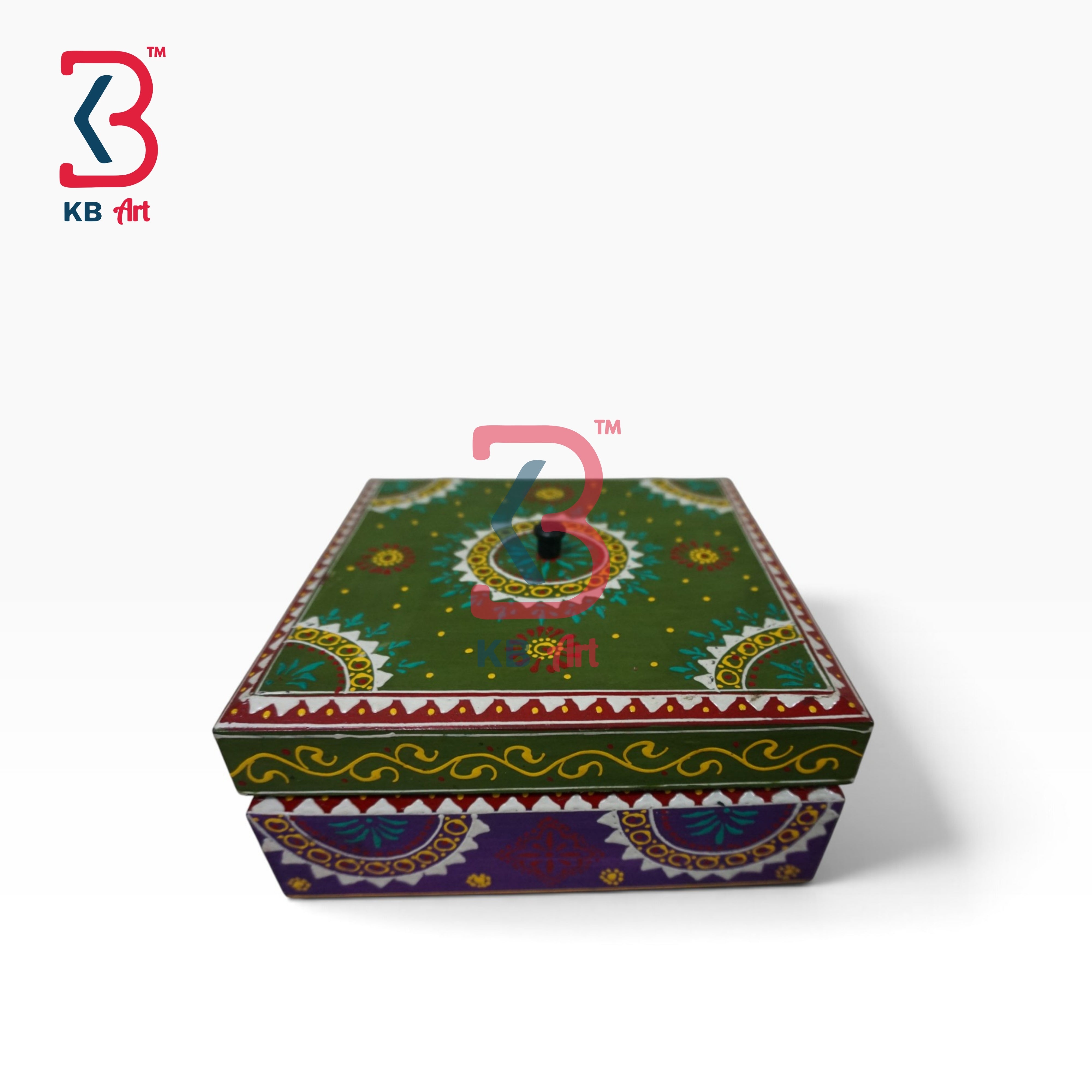 KB ART Folk Art Wooden MDF Storage Box Handcrafted Indian Artisan - Folk Art Wooden Mdf Storage Box