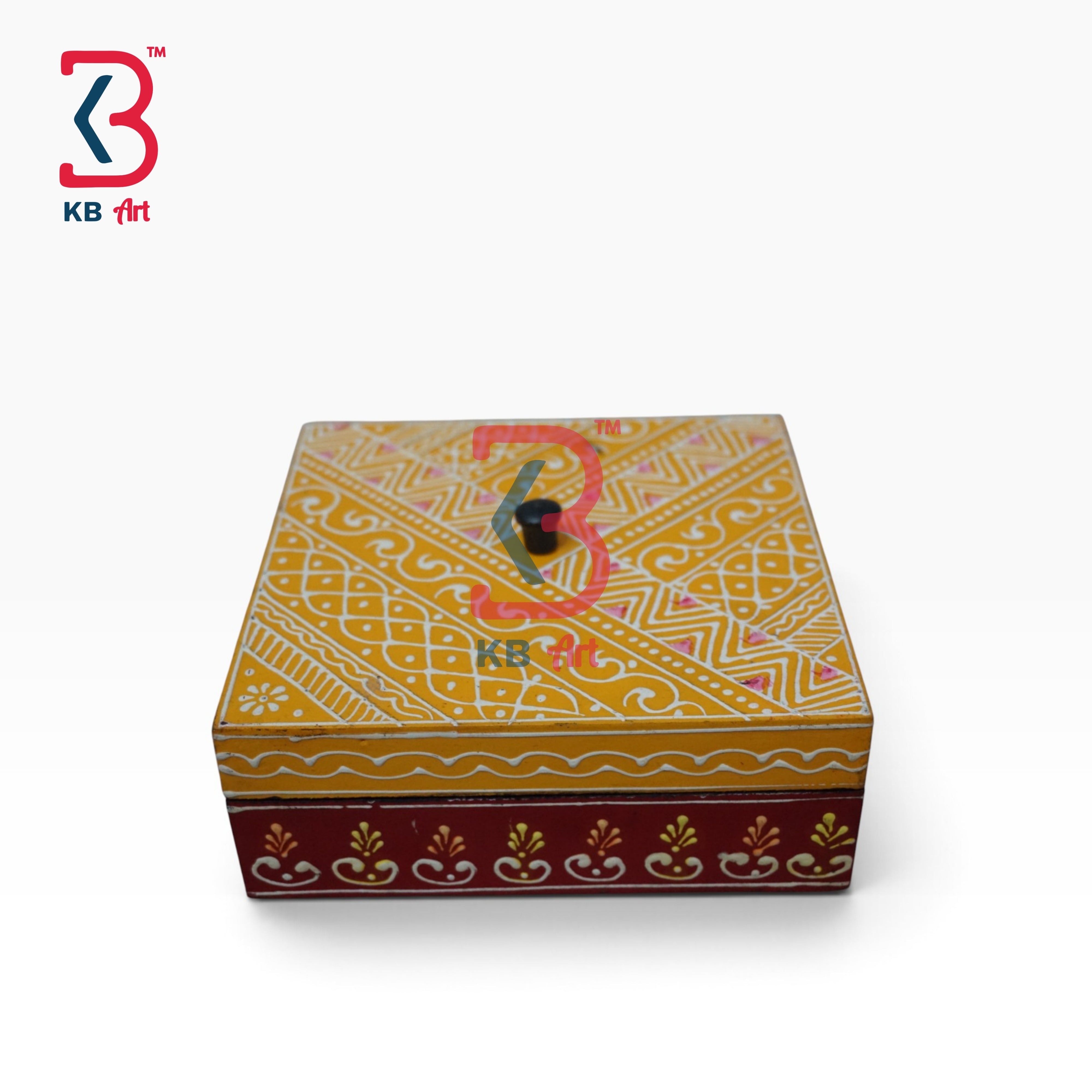KB ART Ethnic Wooden MDF Trinket Box Handcrafted Indian Artisan Storage - Ethnic Wooden Mdf Trinket Box
