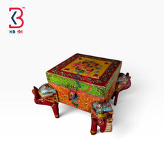 KB ART Rustic Solid MDF Wooden 4 Elephant Box Countertop Handcrafted - Rustic Solid Mdf Wooden 4 Side Elephant Box for Countertop