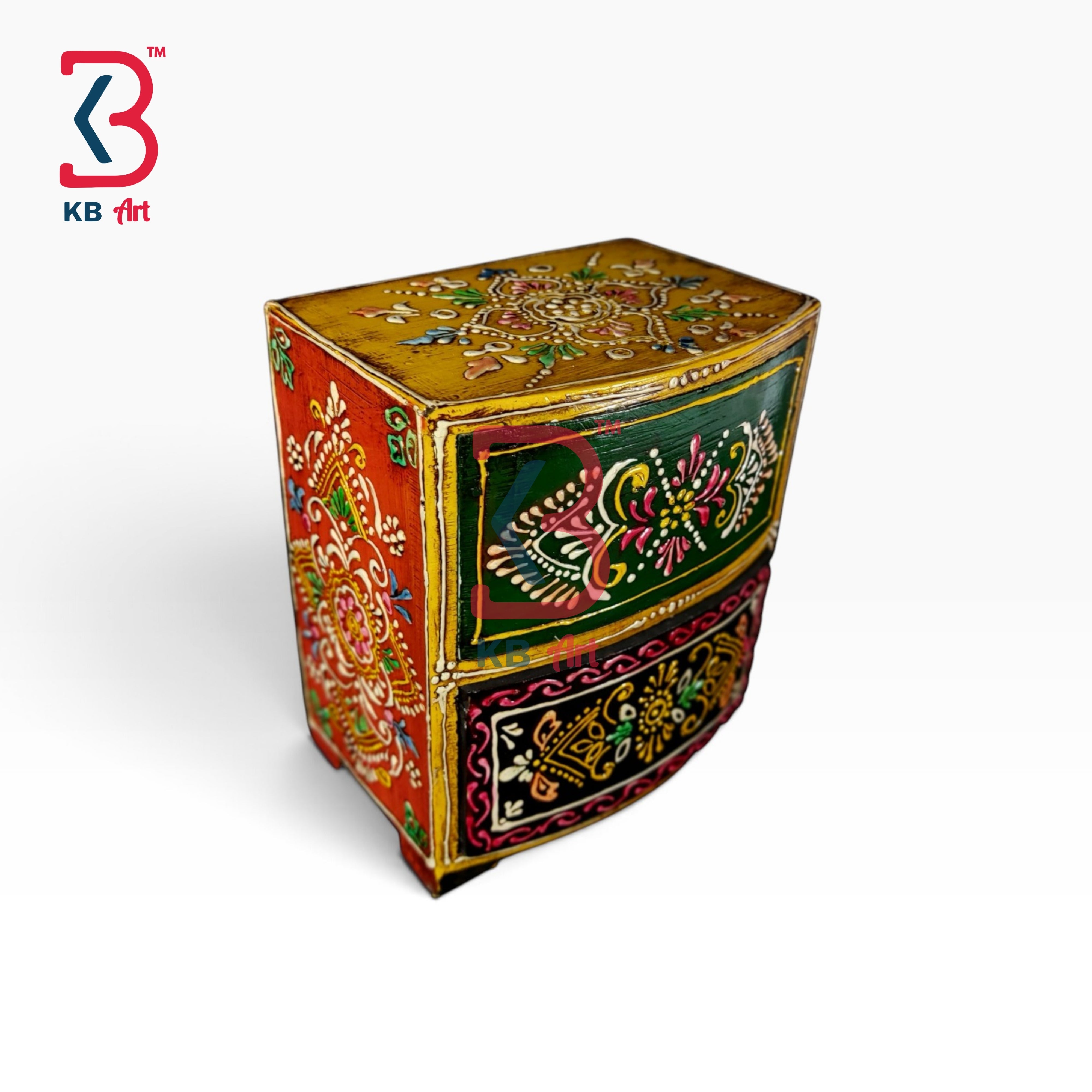KB ART Traditional Wooden MDF Mini Drawer Chest Mandir Box Handcrafted - Traditional Wooden Mdf Mini Drawer Chest for Mandir