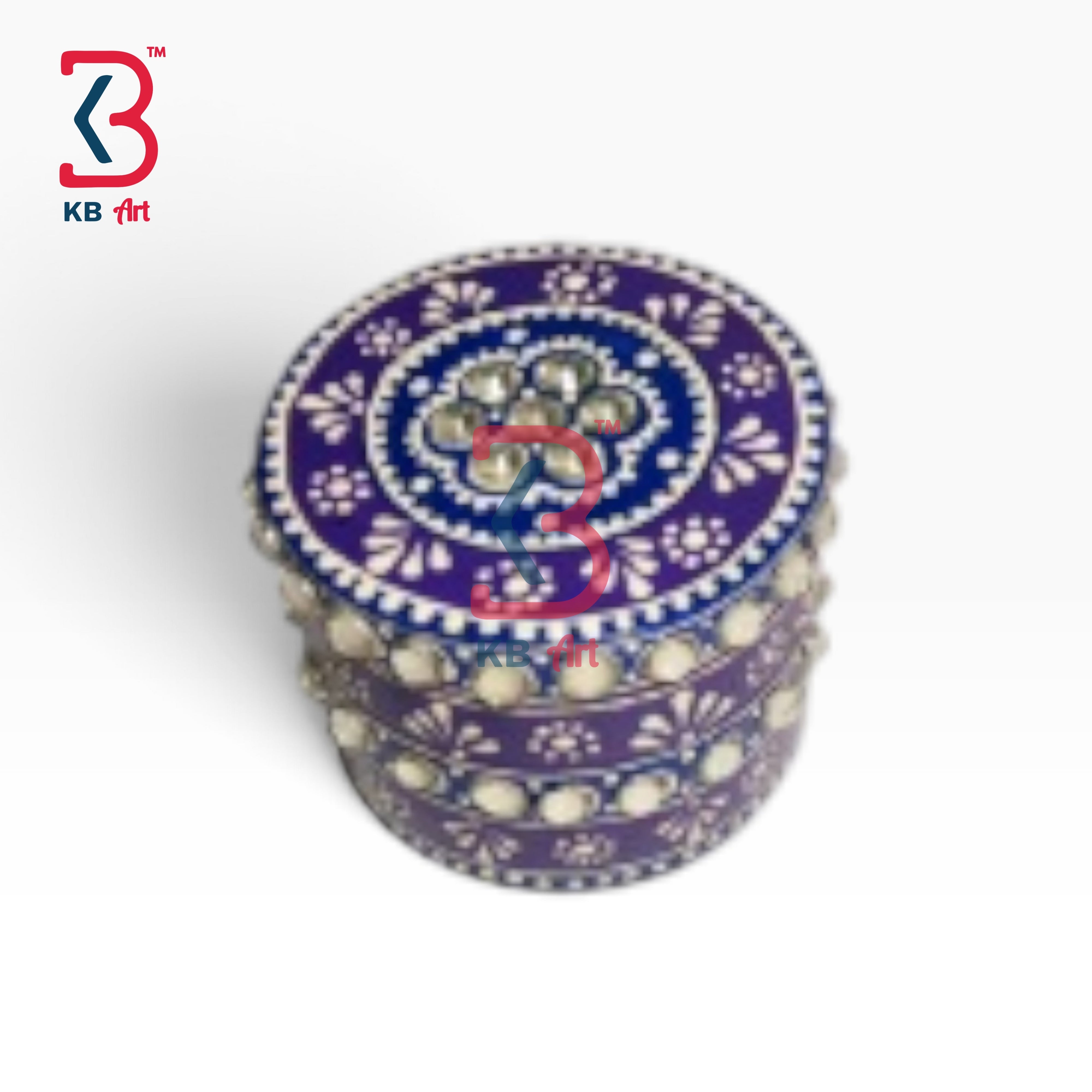 KB ART Embossed Art Wooden MDF Circular Trinket Ring Box Handcrafted - Embossed Art Wooden Mdf Circular Trinket Ring Box
