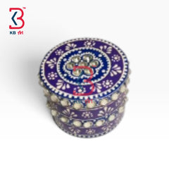 KB ART Embossed Art Wooden MDF Circular Trinket Ring Box Handcrafted - Embossed Art Wooden Mdf Circular Trinket Ring Box