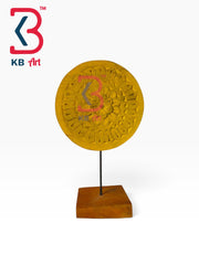 KB ART Rustic Handcrafted Wooden Round Plaque Showpiece Stand Disc Indian - Rustic Handcrafted Wooden Round Plaque Showpiece with Stand