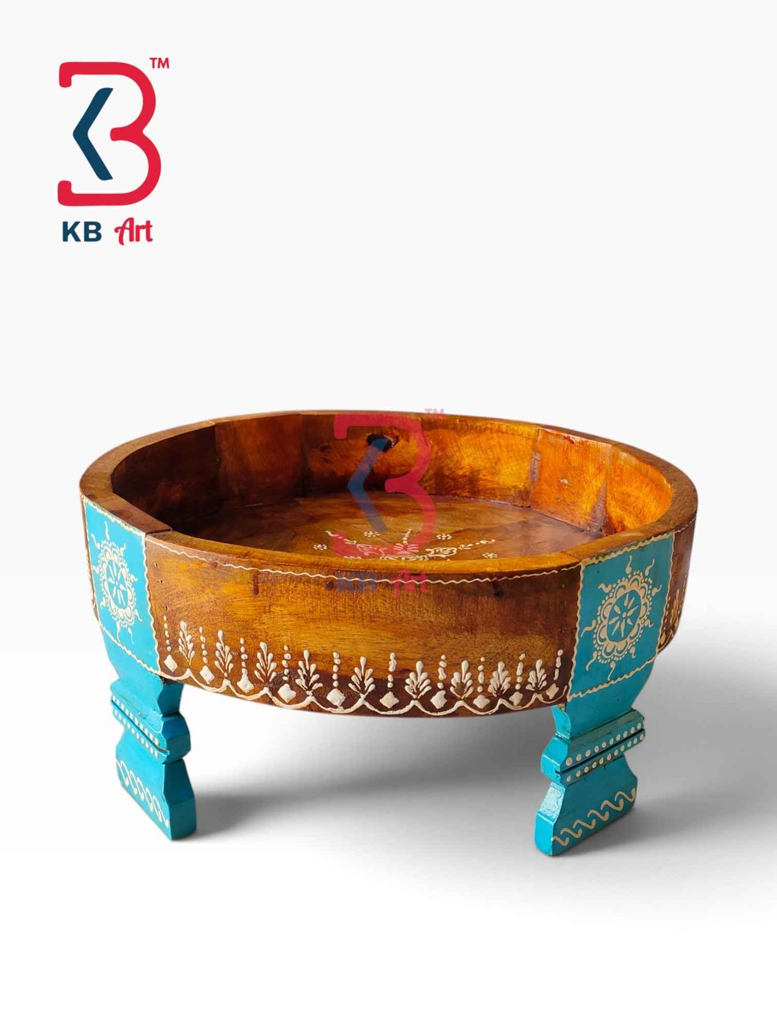 Antique Style Wooden Grinder Chakki Coffee Table Decor Handcrafted Indian Artisan Tabletop Riser Accent Shelf Pooja Home Interior Heritage Gift