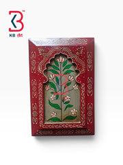 KB ART Ethnic indian hand painted red wood jharokha wall art – styled home decor lifestyle view