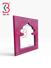 KB ART Distressed Pink Wooden Jharokha Mirror Handcrafted Rajasthani Heritage Wall Decor for Living Room Entryway Home Styling Timeless Detail