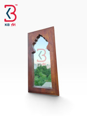 KB ART Antique Brown Wood Carved Jharokha Mirror for Living Room - Wooden Jharokha Wall Mirror (Photo 2 of 2) | SKU KB-5275-B
