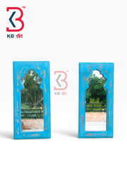 KB ART Traditional Jodhpur Handicrafts Vintage Blue Wood Jharokha Mirror - Wooden Jharokha Wall Mirror (Photo 2 of 2) | SKU KB-5277-B