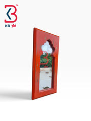 KB ART Hand Carved Distressed Orange Wooden Jharokha Mirror - Wooden Jharokha Wall Mirror (Photo 2 of 2) | SKU KB-5279-B