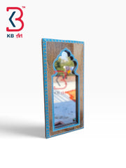 KB ART Handcrafted Teal Natural Finish Wood Jharokha Frame - Wooden Jharokha Wall Mirror (Photo 2 of 2) | SKU KB-5282-B