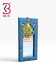 KB ART Carved Blue Wooden Jharokha Mirror Handcrafted Rajasthani Heritage Wall Decor for Living Room Entryway Home Styling Elegant Focal