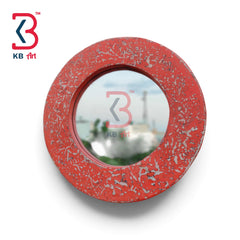 KB ART Traditional Rustic Orange Wood Circular Wall Mirror Decor - Wooden Jharokha Wall Mirror (Photo 2 of 2) | SKU KB-5296-B