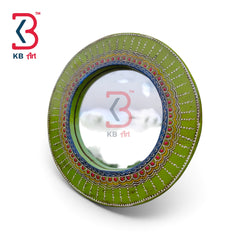 KB ART Ethnic Hand Carved Handpainted Greeen Wooden Wall Mirror - Wooden Jharokha Wall Mirror (Photo 2 of 2) | SKU KB-5297-B